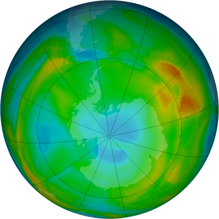 Antarctic ozone map for 22 June 1980